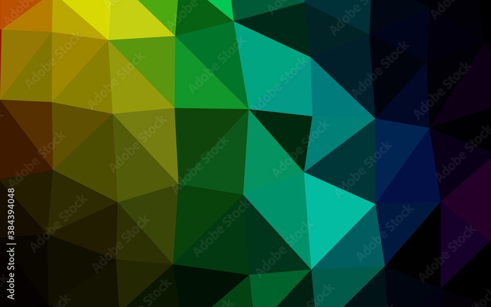 Fototapeta premium Dark Multicolor, Rainbow vector shining triangular pattern.