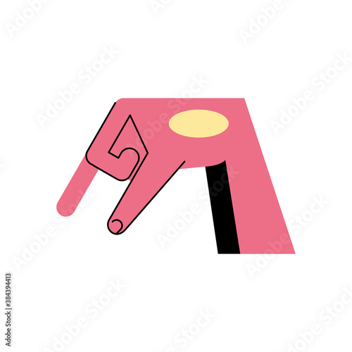 hand sign language q line and fill style icon vector design