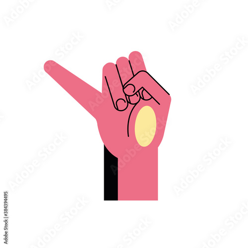 hand sign language j line and fill style icon vector design