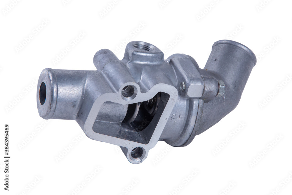old-style car thermostat on a white background old-style car thermostat on a white background