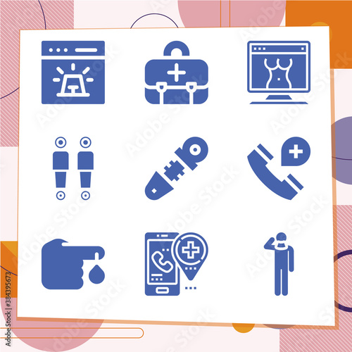 Simple set of 9 icons related to trauma