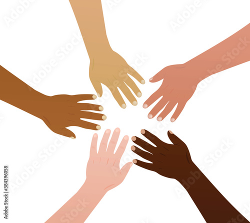 Say no to racism concept. various nations hands. vector