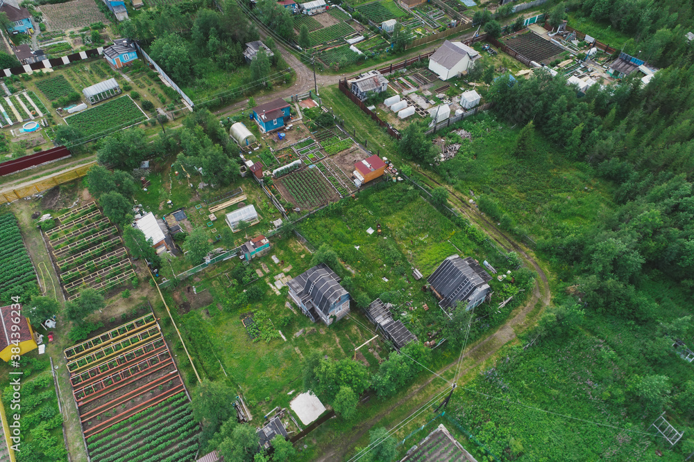 Aerial Townscape of Suburban Village Sosnoviy Bor located in Northwestern Russia on the Kola Peninsula near the town Kandalaksha Aerial Townscape of Suburban Village Sosnoviy Bor located in Northwestern Russia on the Kola Peninsula near the town Kandalaksha