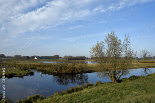 Nature reserve with lakes in sunny weather near Paderborn