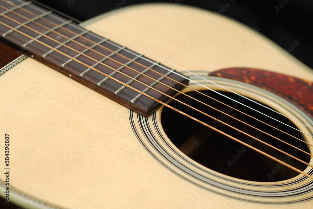 Fototapeta premium Close up in acoustic guitar