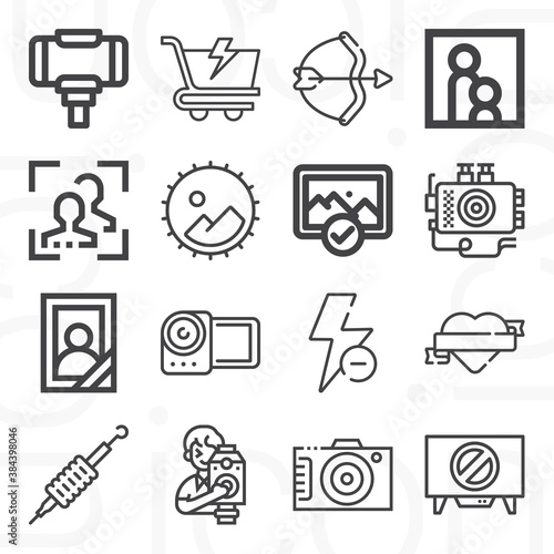 16 pack of camera  lineal web icons set