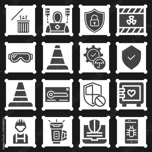 16 pack of fastened  filled web icons set