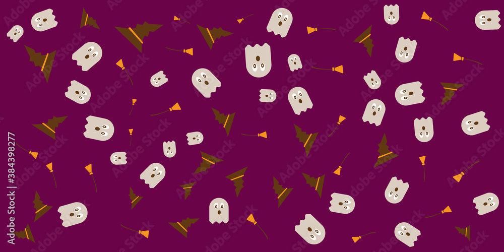 Halloween pumpkins orange banner isolated on doodle pattern background illustration Halloween pumpkins orange banner isolated on doodle pattern background illustration
