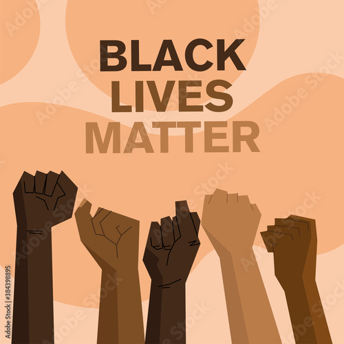 Black lives matter with fists vector design
