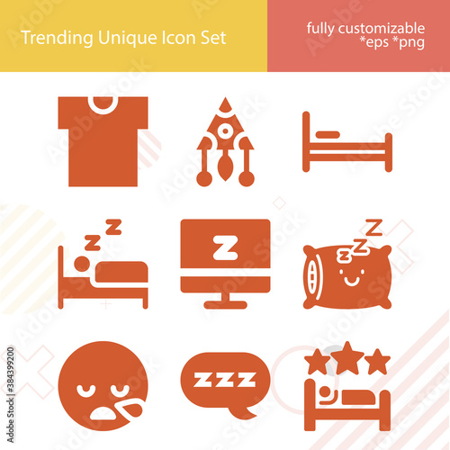 Simple set of eternal rest related filled icons.