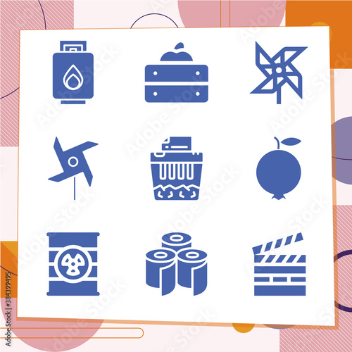 Simple set of 9 icons related to production