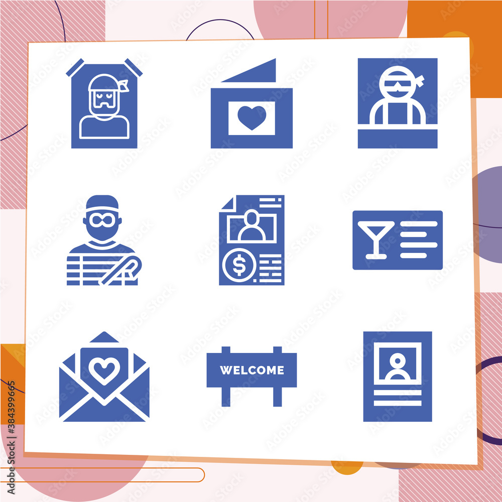 Simple set of 9 icons related to invited Simple set of 9 icons related to invited