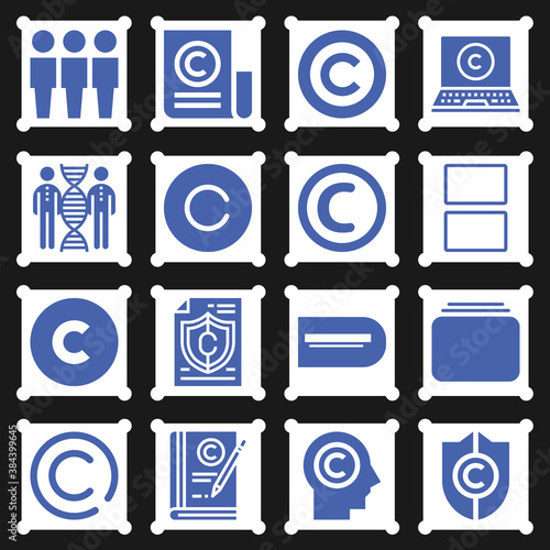 16 pack of copying  filled web icons set