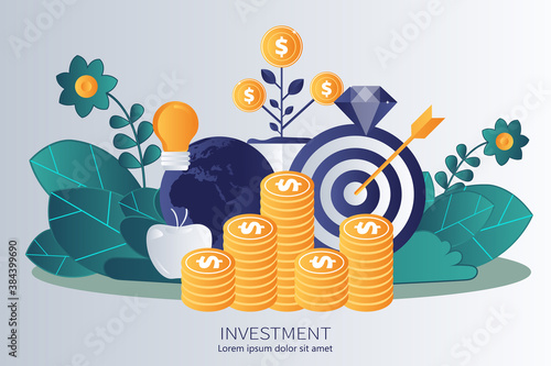 Investments. Recipe for success business background. Flat vector illustration