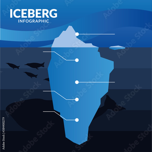 iceberg infographic with whale and penguins vector design