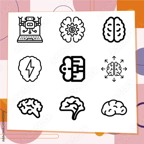 Simple set of 9 icons related to nous