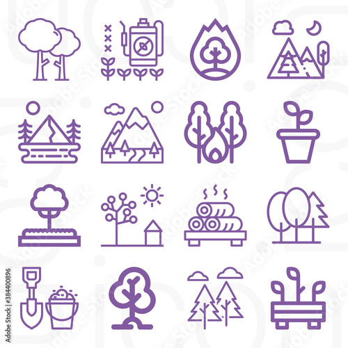 16 pack of grove  lineal web icons set