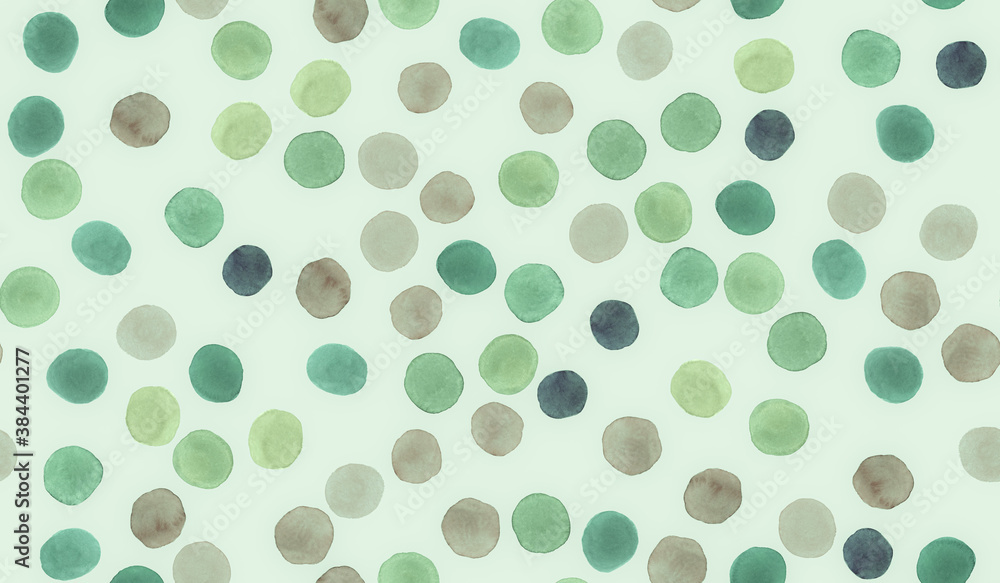 Seamless Circle Pattern. Watercolour Foliage 