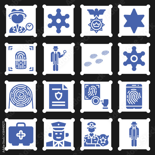 16 pack of policeman  filled web icons set