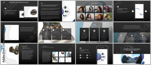 Vector template for website design, presentations, portfolio. Templates for presentation slide, flyer, leaflet, brochure cover, annual report with fluid colorful trendy blue gradients geometric shapes