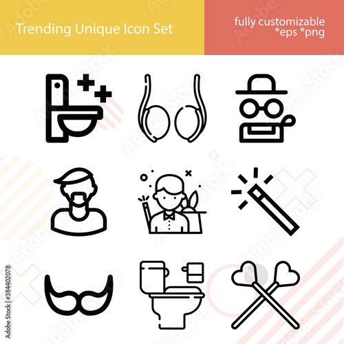 Simple set of manhood related lineal icons.