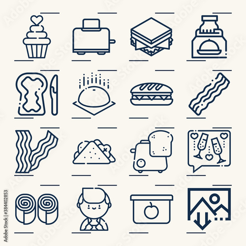 Simple set of sandwich related lineal icons.