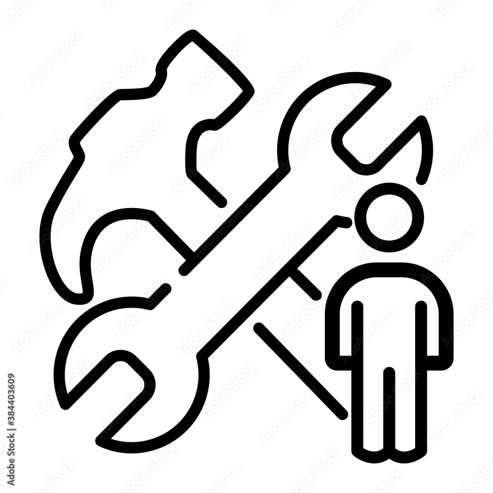 Pixel perfect hammer wrench maintenance tool line icon. vector illustration Pixel perfect hammer wrench maintenance tool line icon. vector illustration