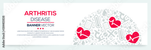 Creative (Arthritis) disease Banner Word with Icons ,Vector illustration.	
