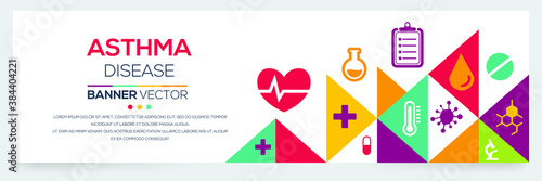 Creative (Asthma) disease Banner Word with Icons ,Vector illustration.	