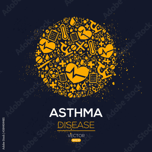 Creative (Asthma) disease Banner Word with Icons ,Vector illustration.	