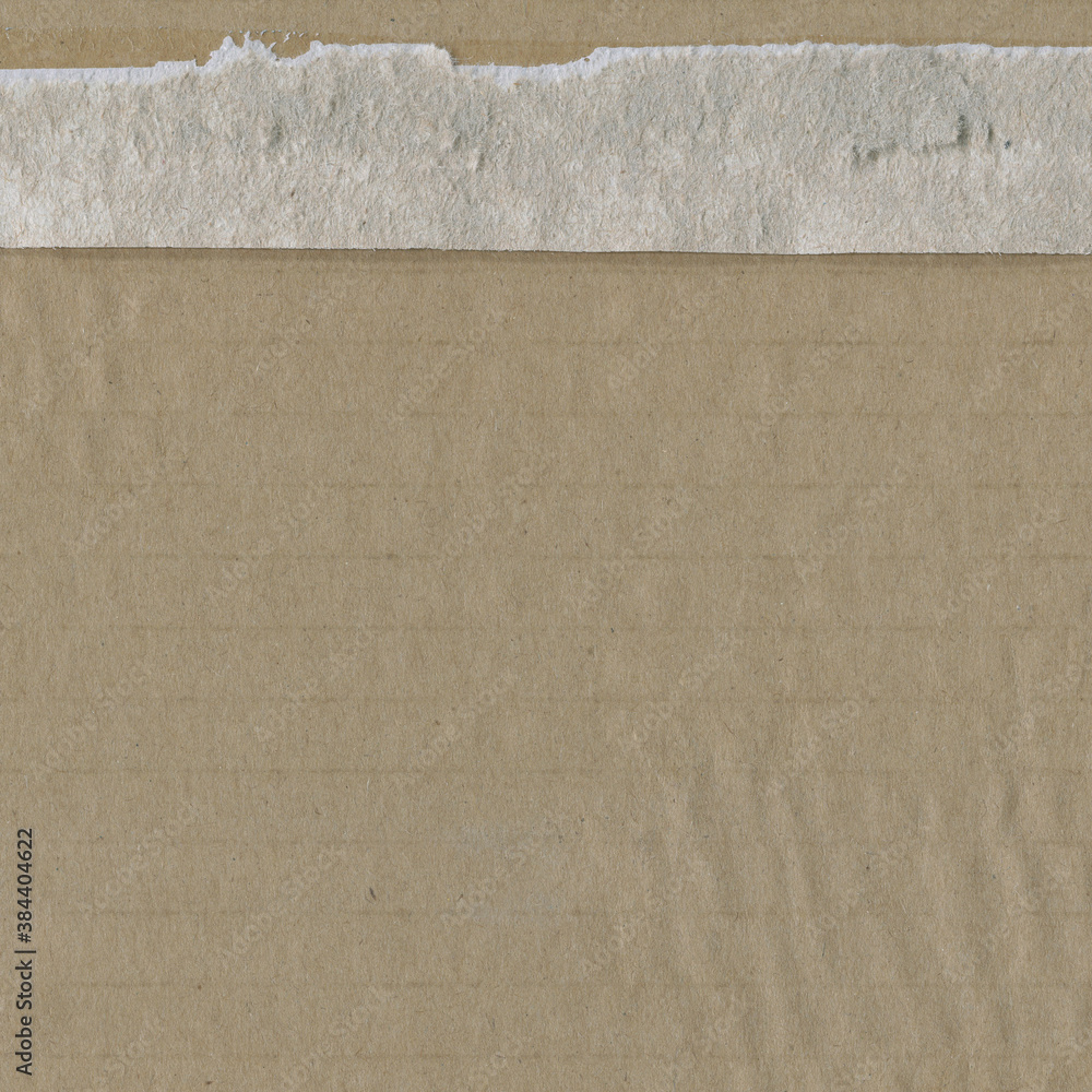 Fototapeta premium Close up of a light brown vintage rough sheet of carton. Cardboard paper texture with a blank background. Empty papercraft surface. Recycled environmentally friendly material.