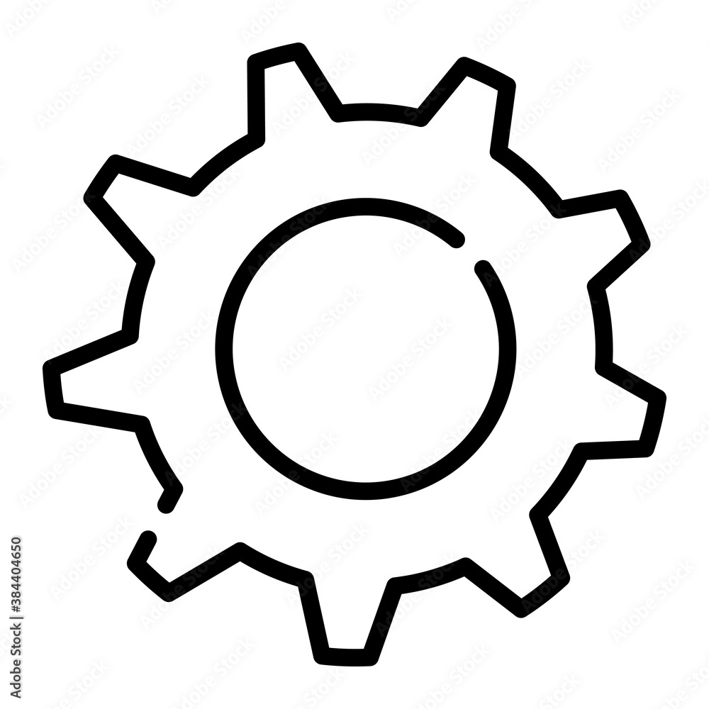 Pixel perfect cog wheel line icon. vector illustration