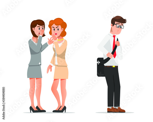 Two women in the office who gossip about their office mate