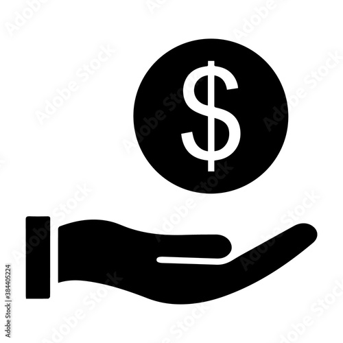 Pictograph of money in hand. Vector icon 10 EPS