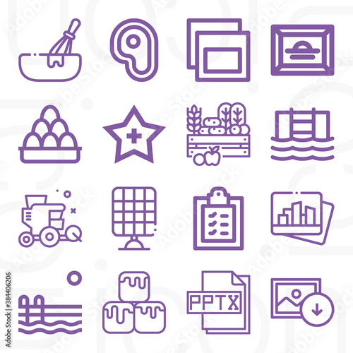 16 pack of combine  lineal web icons set