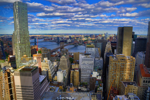 New York City. Wonderful panoramic aerial view of Manhattan Midtown Skyscrapers 