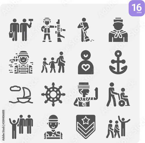 Simple set of military man related filled icons.