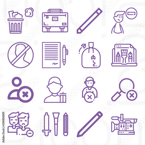 16 pack of delete  lineal web icons set
