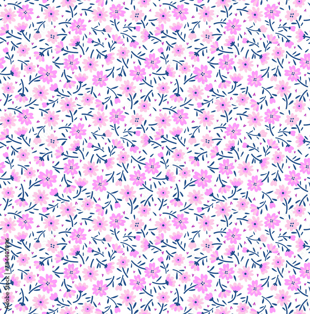 Simple cute pattern in small pink flowers on white background. Liberty style. Ditsy print. Floral seamless background. The elegant the template for fashion prints. Simple cute pattern in small pink flowers on white background. Liberty style. Ditsy print. Floral seamless background. The elegant the template for fashion prints.