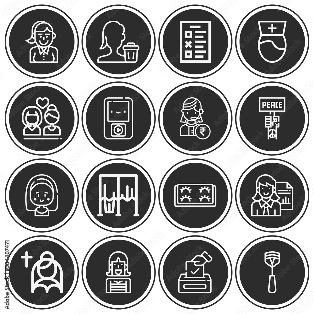 16 pack of suffrage  lineal web icons set