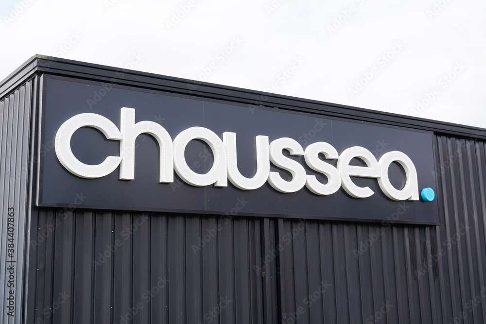 Chaussea logo and text sign front of shop of French group distribution  shoes Stock Photo | Adobe Stock