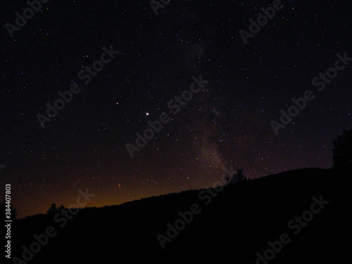 View of the stars with mountains