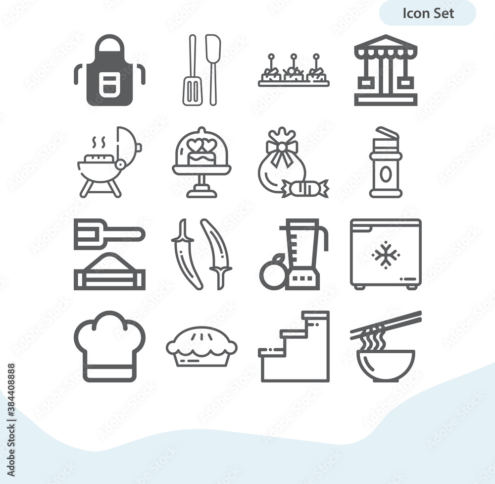 Fototapeta premium Simple set of dense related lineal icons.