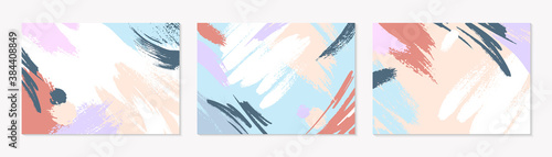 Universal modern collages with copy space for text.Modern vector layouts with hand drawn brush strokes,textures.Trendy design perfect for prints,social media,banners,invitations,branding design,covers