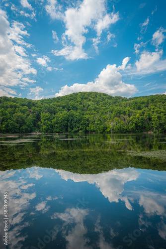 Reflections at Brooks Lake  near Bear Mountain in the Hudson Valley  New York