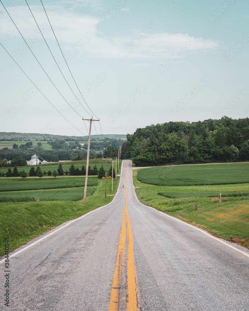 Rural country road in Spring Grove, Pennsylvania