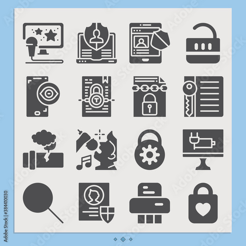 Simple set of disclosure related filled icons.