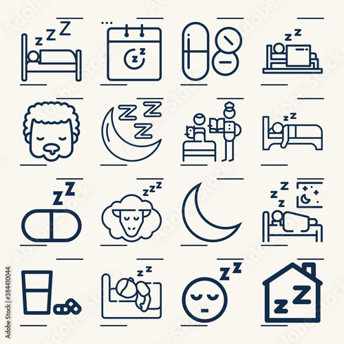 Simple set of eternal rest related lineal icons.