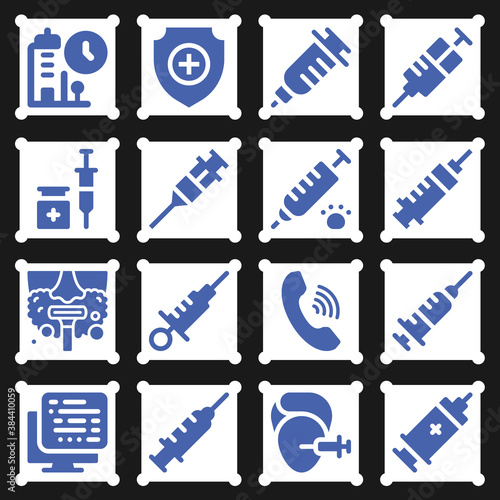 16 pack of vaccination  filled web icons set