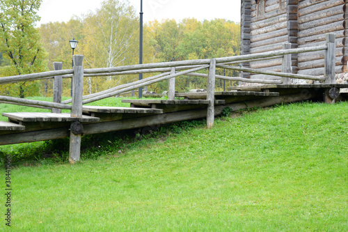 wooden staircase at the Church